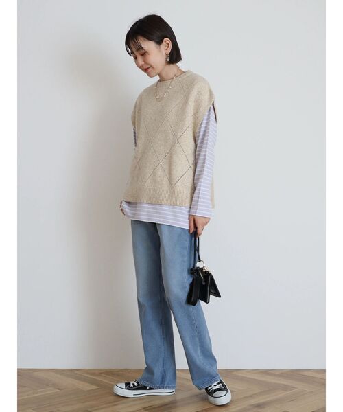 AMERICAN HOLIC(アメリカンホリック)の「クルーネックボーダーロングプルオーバー(Tシャツ/カットソー・レディース・ピンク/ネイビー/サックスブルー/ミント/グリーン/ラベンダー/ブルーグリーン/ブラック・M/L)」の19枚目の写真