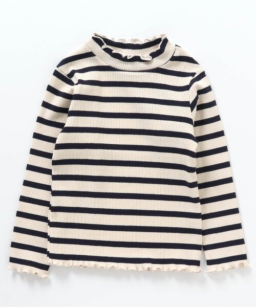 BREEZE（ブリーズ）の「ボーダーリブロンT（Tシャツ/カットソー・キッズ・ライム/ピンク/イエロー/ネイビー/ラベンダー・110/120/80/130/90/100/140）」の3枚目の写真