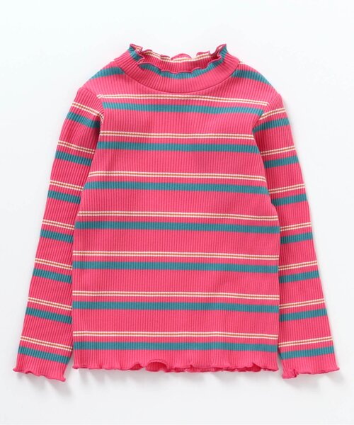 BREEZE（ブリーズ）の「ボーダーリブロンT（Tシャツ/カットソー・キッズ・ライム/ピンク/イエロー/ネイビー/ラベンダー・110/120/80/130/90/100/140）」の5枚目の写真