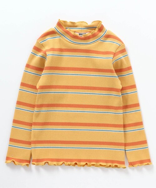 BREEZE（ブリーズ）の「ボーダーリブロンT（Tシャツ/カットソー・キッズ・ライム/ピンク/イエロー/ネイビー/ラベンダー・110/120/80/130/90/100/140）」の4枚目の写真