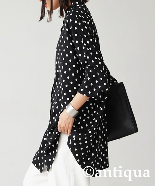 antiqua（アンティカ）の「マニッシュドット柄シャツ（シャツ/ブラウス・レディース・ブラック/マルチ・FREE）」の10枚目の写真