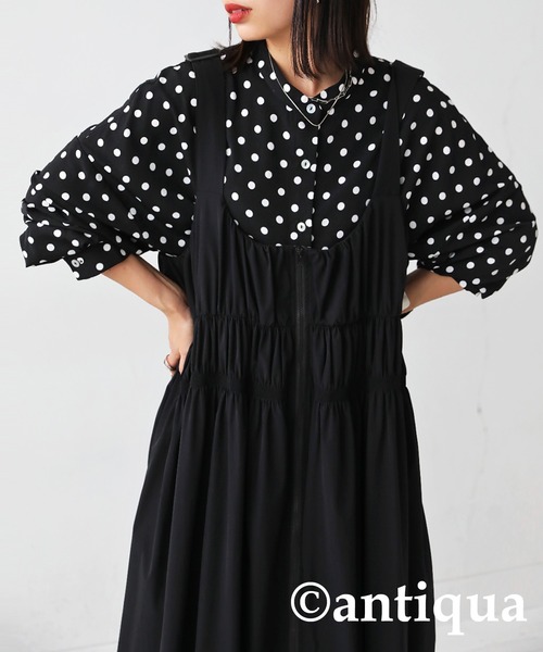 antiqua（アンティカ）の「マニッシュドット柄シャツ（シャツ/ブラウス・レディース・ブラック/マルチ・FREE）」の7枚目の写真