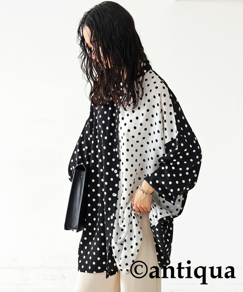antiqua（アンティカ）の「マニッシュドット柄シャツ（シャツ/ブラウス・レディース・ブラック/マルチ・FREE）」の13枚目の写真