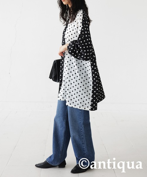 antiqua（アンティカ）の「マニッシュドット柄シャツ（シャツ/ブラウス・レディース・ブラック/マルチ・FREE）」の18枚目の写真