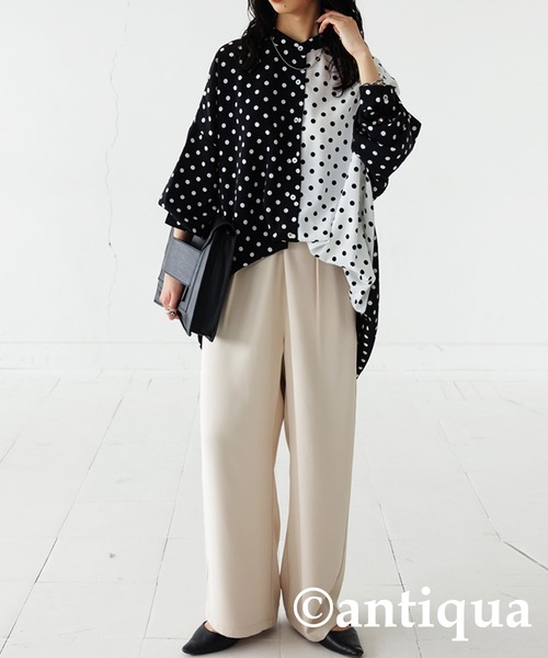 antiqua（アンティカ）の「マニッシュドット柄シャツ（シャツ/ブラウス・レディース・ブラック/マルチ・FREE）」の16枚目の写真