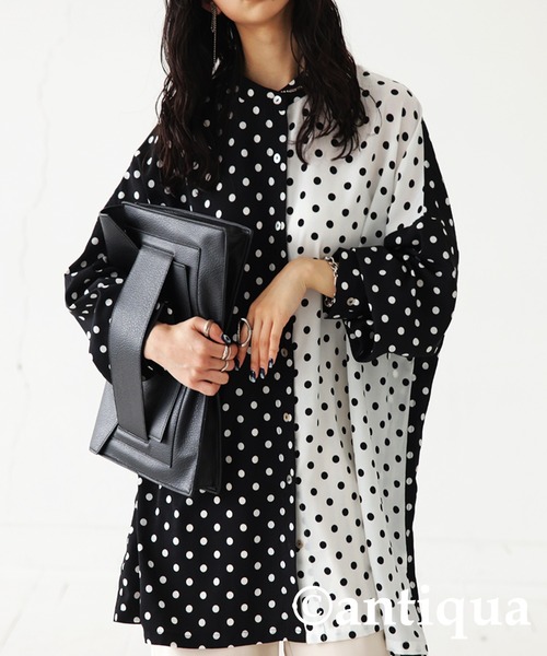 antiqua（アンティカ）の「マニッシュドット柄シャツ（シャツ/ブラウス・レディース・ブラック/マルチ・FREE）」の12枚目の写真