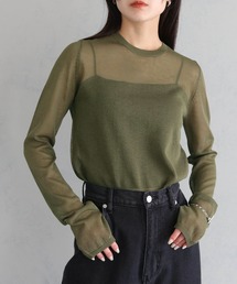 【cheriella】WEB限定フィンガーホールシアークルーネックニット