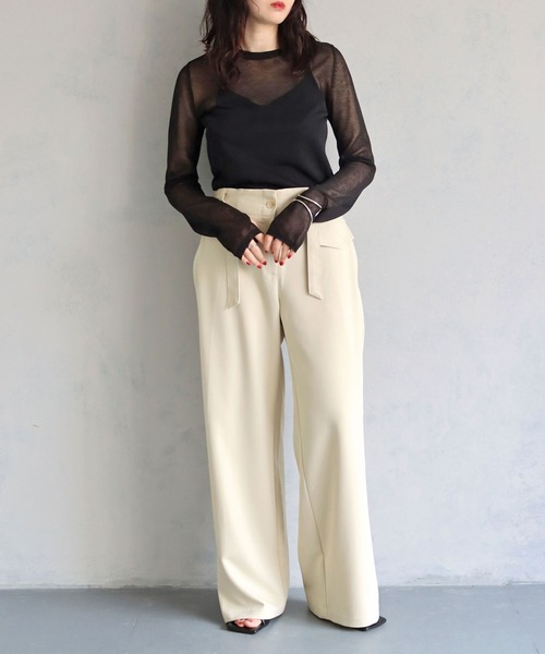 cheriella（シェリエラ）の「【cheriella】WEB限定フィンガーホールシアークルーネックニット（ニット/セーター・レディース・テラコッタ/グリーン/ブルー/アイボリー/ブラック/オフホワイト/ダークグリーン/ワインレッド/カーキ/ライトグレー/ネイビー・M）」の18枚目の写真