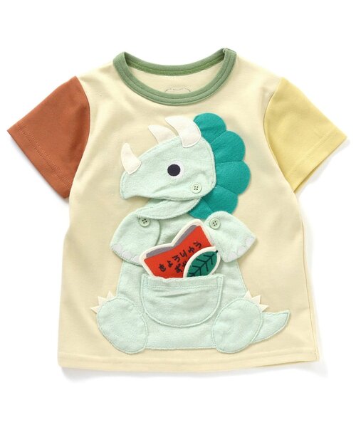 BIT'Z（ビッツ）の「4色2柄恐竜マスコットギミックTシャツ（Tシャツ/カットソー・キッズ・レモンイエロー/ベージュ/キナリ/ミント・95/100/90/120/80/110）」の4枚目の写真