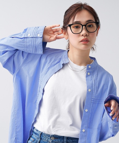 Zoff（ゾフ）の「ウェリントン型 クリアレンズサングラス｜Zoff UV (UV100%カット) ｜ 黒縁メガネ（メガネ・レディース・ブラック/ダークグレー・FREE）」の9枚目の写真