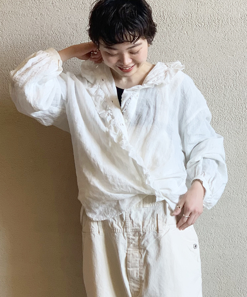journal standard luxe 　リネンワッシャー フリルブラウス JOURNAL STANDARD LUXE（ジャーナルスタンダード ラックス）の