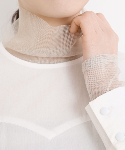 I am I in fact...(アイアムアイインファクト)の「Glitter tulle タートルインナー(Tシャツ/カットソー・レディース・ホワイト/サックスブルー/オレンジ/シルバー/ピンク・FREE)」の2枚目の写真