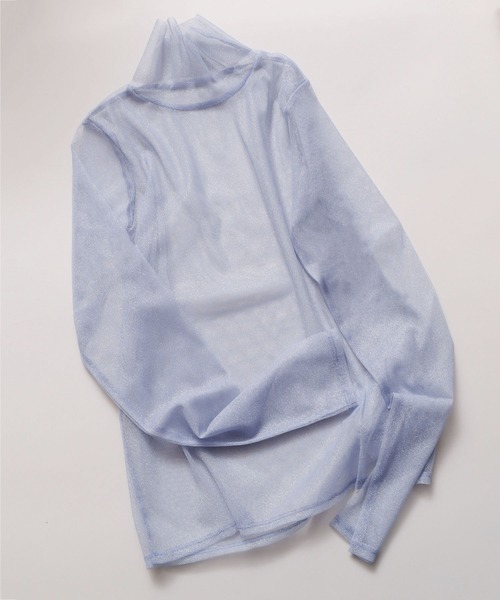 I am I in fact...(アイアムアイインファクト)の「Glitter tulle タートルインナー(Tシャツ/カットソー・レディース・ホワイト/サックスブルー/オレンジ/シルバー/ピンク・FREE)」の3枚目の写真