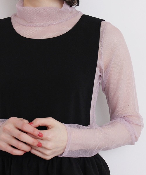 I am I in fact...(アイアムアイインファクト)の「Glitter tulle タートルインナー(Tシャツ/カットソー・レディース・ホワイト/サックスブルー/オレンジ/シルバー/ピンク・FREE)」の4枚目の写真