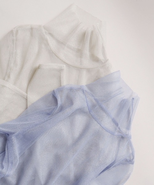 I am I in fact...(アイアムアイインファクト)の「Glitter tulle タートルインナー(Tシャツ/カットソー・レディース・ホワイト/サックスブルー/オレンジ/シルバー/ピンク・FREE)」の11枚目の写真