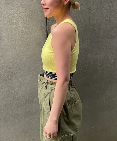 CIAOPANIC（チャオパニック）の「【GEM】ロゴゴムクロップドタンクトップ/カップ付き（タンクトップ・レディース・ブラック/イエロー・FREE）」の9枚目の写真