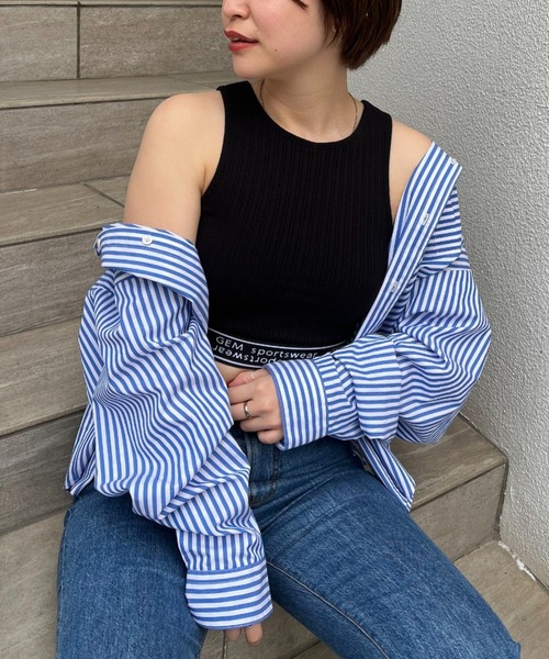 CIAOPANIC（チャオパニック）の「【GEM】ロゴゴムクロップドタンクトップ/カップ付き（タンクトップ・レディース・ブラック/イエロー・FREE）」の22枚目の写真