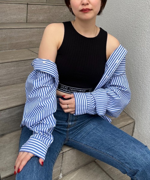 CIAOPANIC（チャオパニック）の「【GEM】ロゴゴムクロップドタンクトップ/カップ付き（タンクトップ・レディース・ブラック/イエロー・FREE）」の21枚目の写真