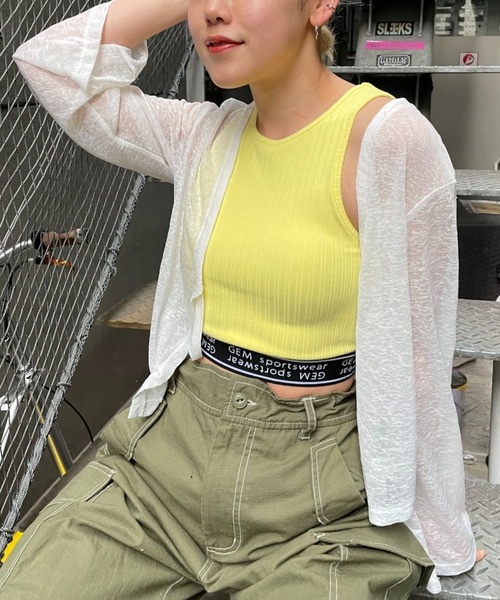 CIAOPANIC（チャオパニック）の「【GEM】ロゴゴムクロップドタンクトップ/カップ付き（タンクトップ・レディース・ブラック/イエロー・FREE）」の6枚目の写真