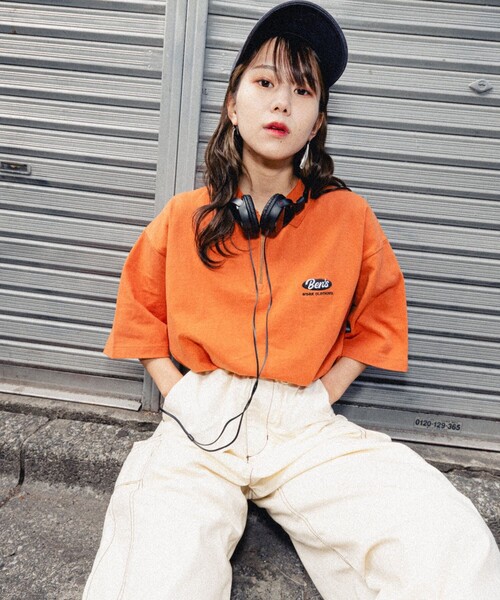 BEN DAVIS（ベンデイビス）の「【23SS】【BEN DAVIS/ベン デイヴィス】HALF ZIP POLO TEE /別注/ハーフジップポロプルオーバー/ハーフジップTシャツ/ワンポイント刺繍/ユニセックス【限定展開】（Tシャツ/カットソー・メンズ・オレンジ/ホワイト/ライトグレー/ブラック・SMALL/MEDIUM/LARGE/X-LARGE）」の4枚目の写真