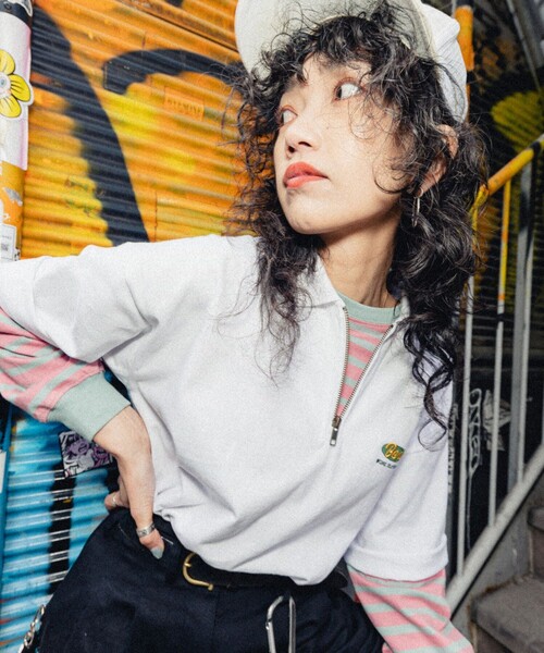 BEN DAVIS（ベンデイビス）の「【23SS】【BEN DAVIS/ベン デイヴィス】HALF ZIP POLO TEE /別注/ハーフジップポロプルオーバー/ハーフジップTシャツ/ワンポイント刺繍/ユニセックス【限定展開】（Tシャツ/カットソー・メンズ・オレンジ/ホワイト/ライトグレー/ブラック・SMALL/MEDIUM/LARGE/X-LARGE）」の9枚目の写真