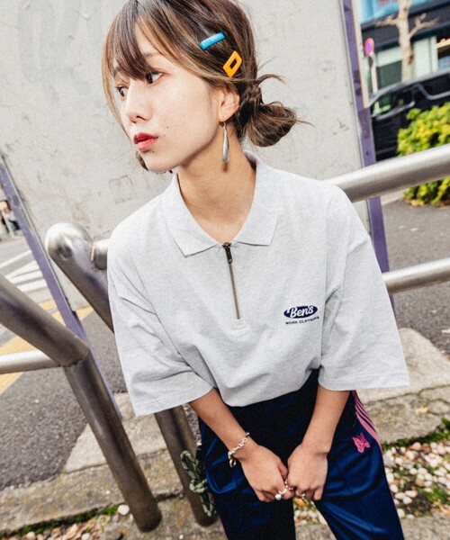 BEN DAVIS（ベンデイビス）の「【23SS】【BEN DAVIS/ベン デイヴィス】HALF ZIP POLO TEE /別注/ハーフジップポロプルオーバー/ハーフジップTシャツ/ワンポイント刺繍/ユニセックス【限定展開】（Tシャツ/カットソー・メンズ・オレンジ/ホワイト/ライトグレー/ブラック・SMALL/MEDIUM/LARGE/X-LARGE）」の15枚目の写真