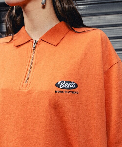 BEN DAVIS（ベンデイビス）の「【23SS】【BEN DAVIS/ベン デイヴィス】HALF ZIP POLO TEE /別注/ハーフジップポロプルオーバー/ハーフジップTシャツ/ワンポイント刺繍/ユニセックス【限定展開】（Tシャツ/カットソー・メンズ・オレンジ/ホワイト/ライトグレー/ブラック・SMALL/MEDIUM/LARGE/X-LARGE）」の20枚目の写真