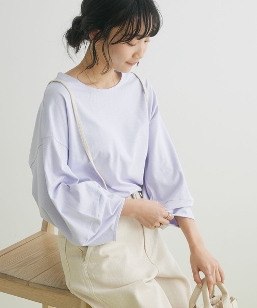 CRAFT STANDARD BOUTIQUE(クラフトスタンダードブティック)の「バルーンスリーブプルオーバー(Tシャツ/カットソー・レディース・ブラック/ホワイト/モカ/ラベンダー・FREE)」の4枚目の写真