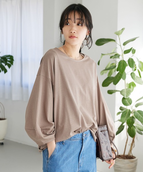 CRAFT STANDARD BOUTIQUE(クラフトスタンダードブティック)の「バルーンスリーブプルオーバー(Tシャツ/カットソー・レディース・ブラック/ホワイト/モカ/ラベンダー・FREE)」の3枚目の写真