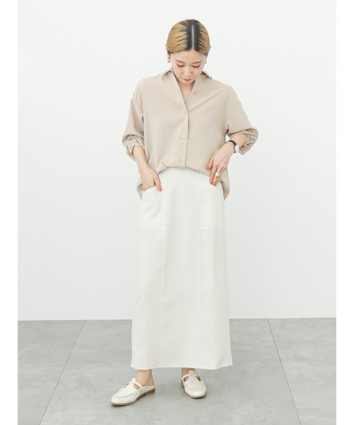 Samansa Mos2 blue（サマンサモスモスブルー）の「マルチスタイルシャツ（シャツ/ブラウス・レディース・ベージュ/ネイビー/チャコール/ブラック/サックスブルー/オフホワイト/ブルー・MEDIUM/LARGE）」の8枚目の写真