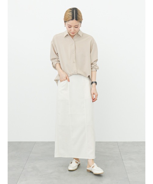 Samansa Mos2 blue（サマンサモスモスブルー）の「マルチスタイルシャツ（シャツ/ブラウス・レディース・ベージュ/ネイビー/チャコール/ブラック/サックスブルー/オフホワイト/ブルー・MEDIUM/LARGE）」の13枚目の写真