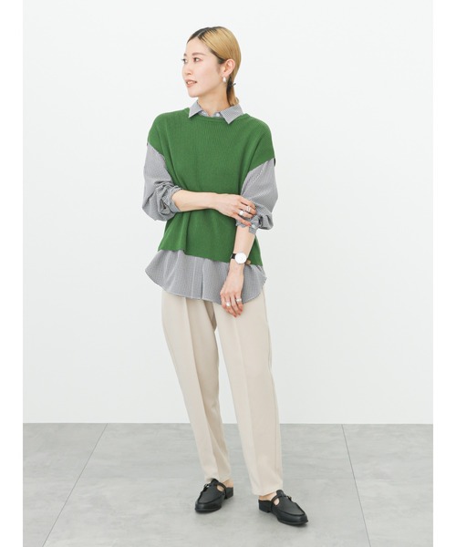 Samansa Mos2 blue（サマンサモスモスブルー）の「マルチスタイルシャツ（シャツ/ブラウス・レディース・ベージュ/ネイビー/チャコール/ブラック/サックスブルー/オフホワイト/ブルー・MEDIUM/LARGE）」の9枚目の写真