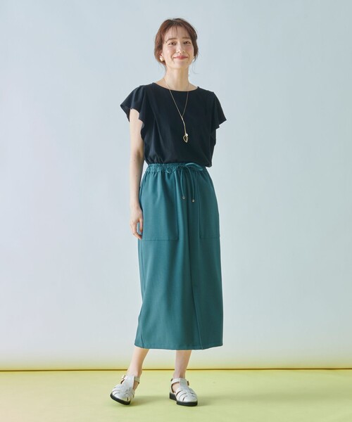 ANY（エニィ）の「【接触冷感/UVケア/シワになりにくい】フレアスリーブ Tブラウス（Tシャツ/カットソー・レディース・アイボリー系/ライトグリーン系/ブラック系/ブルー系/ライトグレー系/オールドローズ系/アイボリー系1/グリーン系・2/3）」の13枚目の写真