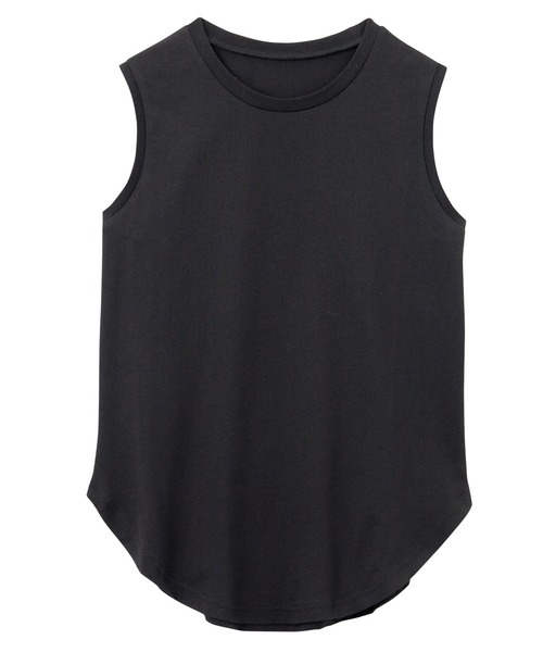 RANAN（ラナン）の「〈Beautiful Cotton　綿100％〉UVカット/接触冷感　ラウンドヘム無地タンクトップ　レギュラー丈（タンクトップ・レディース・ライトグレー/チャコール/ブラック/オフホワイト/オレンジ系その他/ダークブラウン/その他/パープル・L/LL/M）」の10枚目の写真