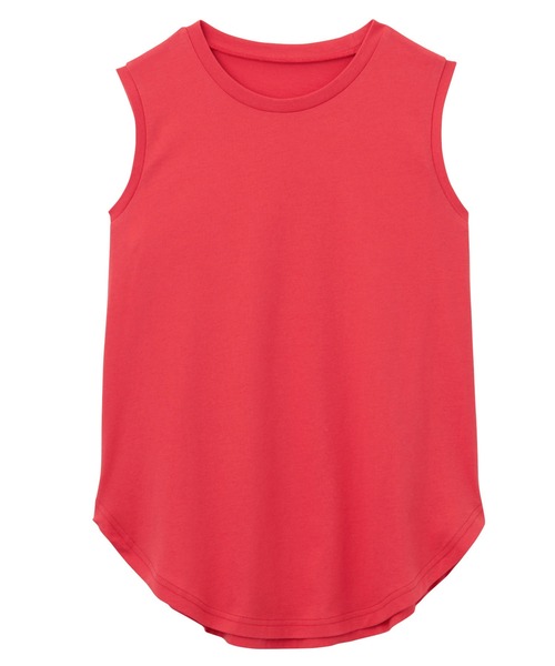 RANAN（ラナン）の「〈Beautiful Cotton　綿100％〉UVカット/接触冷感　ラウンドヘム無地タンクトップ　レギュラー丈（タンクトップ・レディース・ライトグレー/チャコール/ブラック/オフホワイト/オレンジ系その他/ダークブラウン/その他/パープル・L/LL/M）」の11枚目の写真