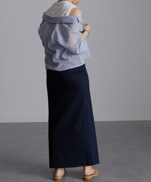 RANAN（ラナン）の「〈Beautiful Cotton　綿100％〉UVカット/接触冷感　ラウンドヘム無地タンクトップ　レギュラー丈（タンクトップ・レディース・ライトグレー/チャコール/ブラック/オフホワイト/オレンジ系その他/ダークブラウン/その他/パープル・L/LL/M）」の16枚目の写真