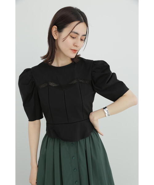 JILL STUART(ジルスチュアート)の「◆レースドッキングカットソートップス(Tシャツ/カットソー・レディース・ブラック/ホワイト・FREE)」の4枚目の写真