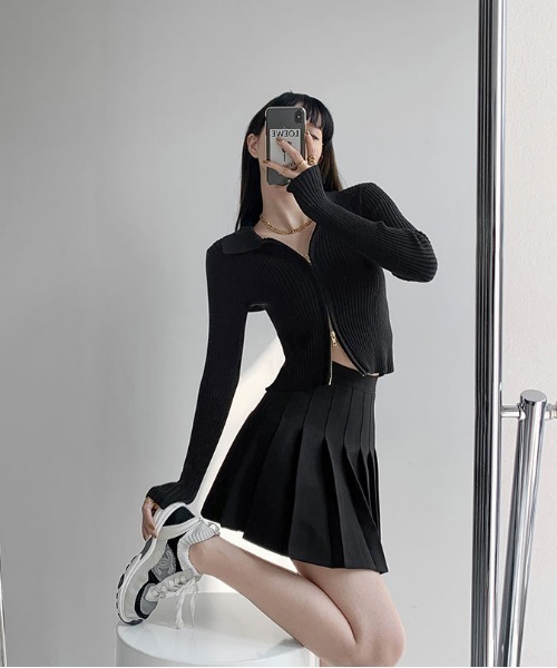 ibeul_（イベール）の「ワイドプリーツミニスカート（スカート・レディース・ホワイト/ブラック/ブラウン/グレー・M/S/L）」の21枚目の写真