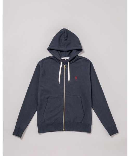 U.S. POLO ASSN.(ユーエスポロアッスン)の「日本製【U.S.POLO ASSN.】ユーエスポロ アッスン リサイクルコットン アズマ裏毛 ジップアップパーカー PLL23322(パーカー・レディース・杢グレー/ベージュ/ネイビー・M/L/LL)」の3枚目の写真