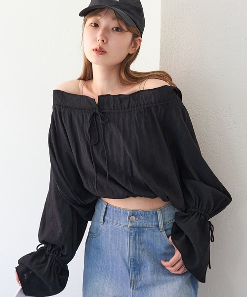 Kastane(カスタネ)の「ワッシャー楊柳ギャザーブラウス(シャツ/ブラウス・レディース・オフホワイト/サックスブルー/ブラック・FREE)」の2枚目の写真