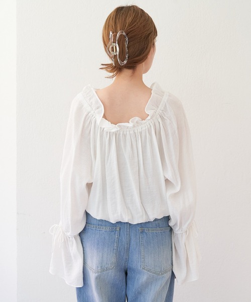 Kastane(カスタネ)の「ワッシャー楊柳ギャザーブラウス(シャツ/ブラウス・レディース・オフホワイト/サックスブルー/ブラック・FREE)」の13枚目の写真