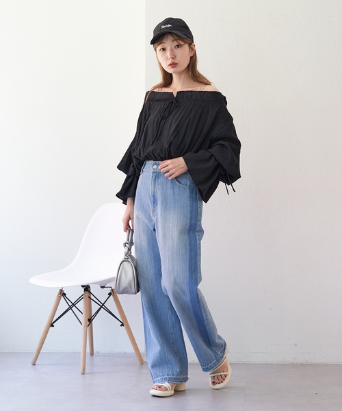 Kastane(カスタネ)の「ワッシャー楊柳ギャザーブラウス(シャツ/ブラウス・レディース・オフホワイト/サックスブルー/ブラック・FREE)」の20枚目の写真