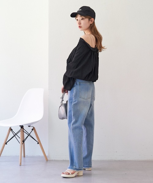 Kastane(カスタネ)の「ワッシャー楊柳ギャザーブラウス(シャツ/ブラウス・レディース・オフホワイト/サックスブルー/ブラック・FREE)」の21枚目の写真