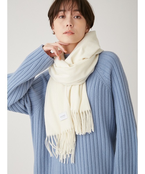 emmi（エミ）の「【emmi atelier】カラーストール（マフラー・レディース・ダークブルー/イエロー/オフホワイト・FREE）」の4枚目の写真