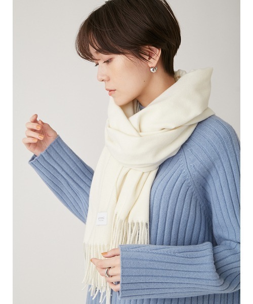 emmi（エミ）の「【emmi atelier】カラーストール（マフラー・レディース・ダークブルー/イエロー/オフホワイト・FREE）」の5枚目の写真