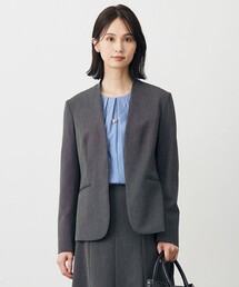 T/Rアルガンシルク ノーカラー ジャケット