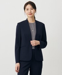 ✨新品✨un cinqゆったり楽ちんに着れる大きめサイズのノーカラージャケット⭐︎ SMILELAND ジャケット ノーカラージャケット 「大きいサイズ