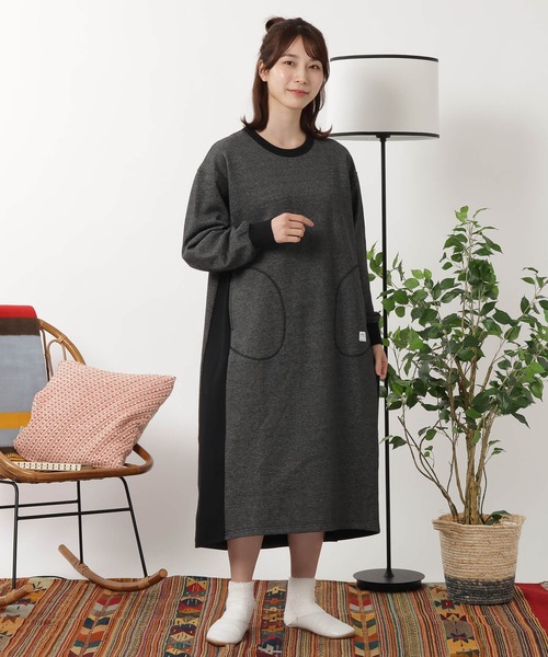 NANGA(ナンガ)の「ECO HYBRID CREW NECK ONE PIECE / エコハイブリッドクルーネックワンピース(ワンピース・レディース・オートミール/ライトグレー/ブラック/モカ・FREE)」の13枚目の写真