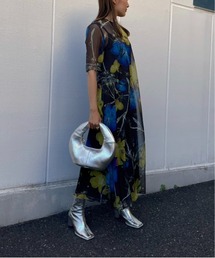 極美品✨Ameri SCAN FLOWER CHIFFON DRESS M Ameri（アメリ）の「SCAN FLOWER CHIFFON DRESS（ワンピース