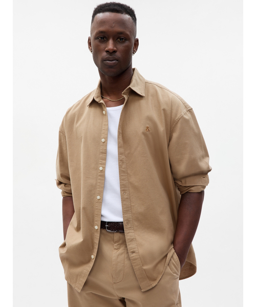 オーバーサイズボックスシャツ　ブラウン GAP（ギャップ）の「ブラナンベア オックスフォード ビッグシャツ